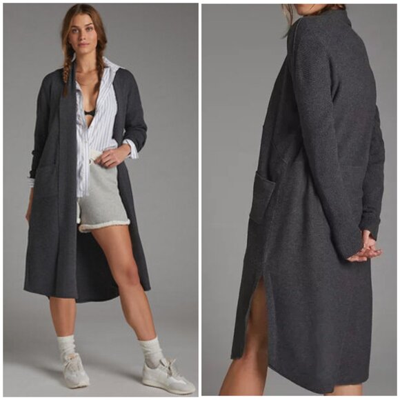 Anthropologie Daily Practice Duster Cardigan Longline Charcoal Gray Knit size M - Picture 1 of 15
